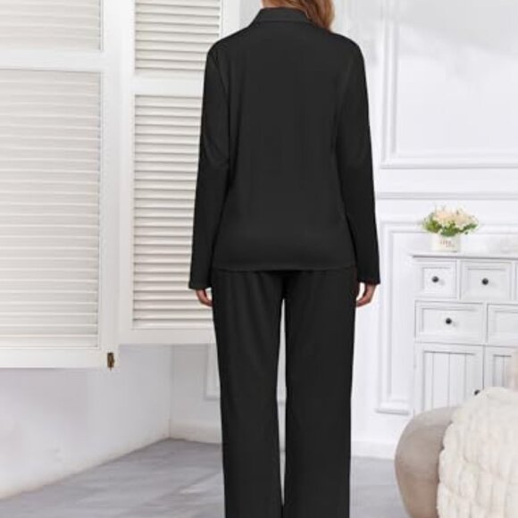 Cotton Blend Pajama Set Long Sleeve Button Down Lounge Sleepwear Classic - Picture 4 of 7